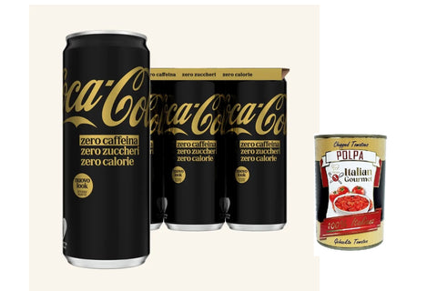 24x Zero Zuccheri Zero Caffeina Boisson gazeuse, sans sucre, sans caféine, canette jetable, 330 ml + Italian Gourmet polpa 400g