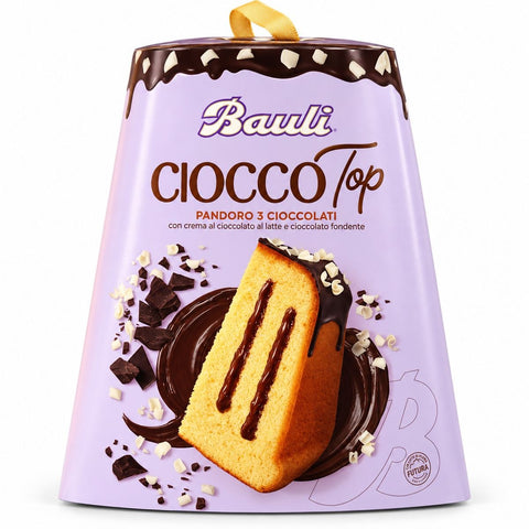 Bauli CioccoTop Pandoro 3 Cioccolati 750 g Pandoro garni d'une crème au chocolat au lait et au chocolat noir