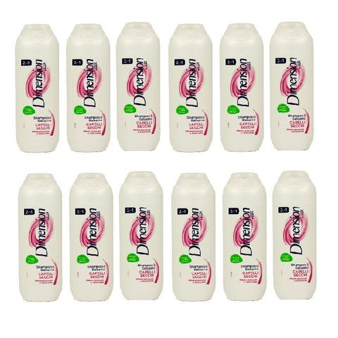 12x Dimension by Lux 2 in 1 Shampoo e Balsamo Capelli Secchi  Shampoing et après-shampoing aux extraits d'huile d'argan 250 ml