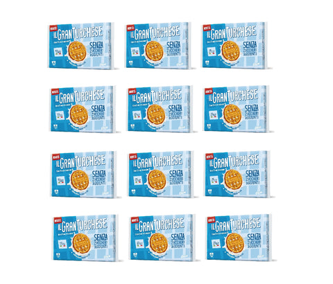 12x GranTurchese Senza Zuccheri Aggiunti Biscuits sablés troués, farine italienne 340 g, 6 sachets fraîcheur