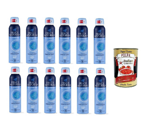 Felce Azzurra Classico Formula Idratalk Déodorant En Spray Efficacité 48 Heures Pas De Taches 12 X 150 Ml + Italian Gourmet Polpa 400 G