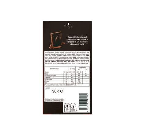 8x Pocket Coffee - Tavoletta di cioccolato extra fondente con ripieno al caffè Tablette de chocolat extra-noir fourré au café 90 g