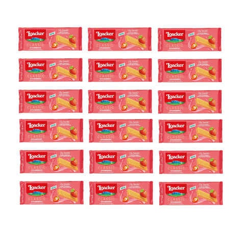 18x Loacker Wafer Classic Fragola Gaufres fourrées à la crème de fraise, 175 g