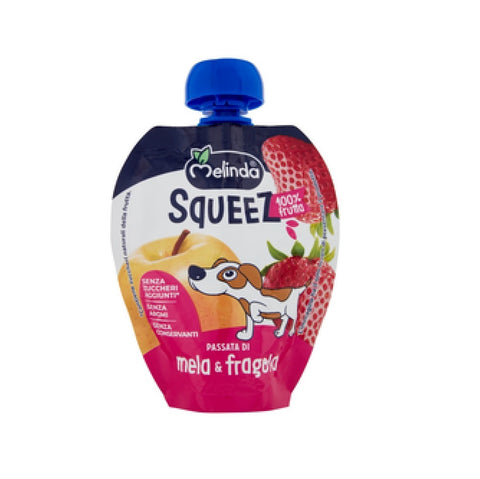 6x Melinda Squeez  mela & fragola Purée de pommes et fraises 100% fruits 90 g