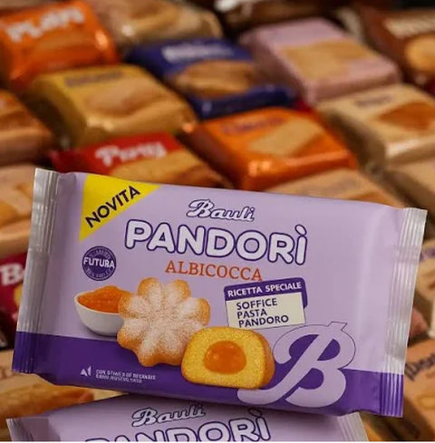 12x Bauli Pandori‘ Pandorini fourré aux abricots avec une pâte molle au lait et au pandoro, une spécialité de pâtisserie italienne, style pandoro traditionnel 4x 178g