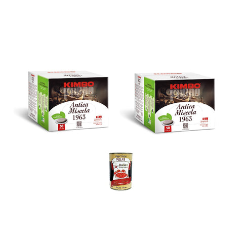 2x Kimbo Antica Miscela, 50 Cialde ESE 44 mm, 4 boîtes de 50 dosettes de café+ Italian Gourmet polpa 400gr