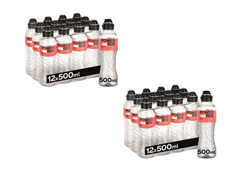 24x POWERADE Active Peach Apple Eau Pêche et Pomme - Boisson rafraîchissante sans calories et sans sucre avec vitamines B3 et B6 - Boisson pour sportifs avec micronutriments en bouteilles à usage unique (12 x 500 ml)