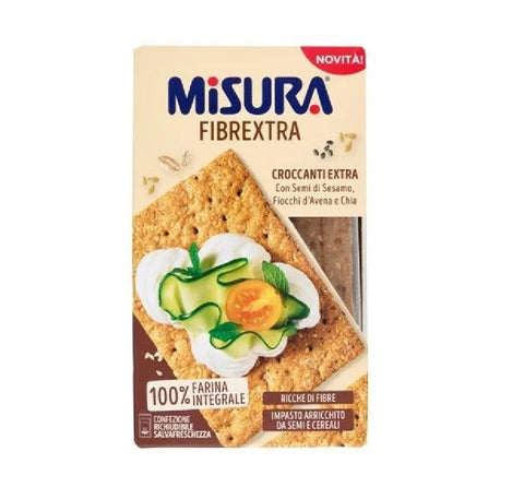 12x Misura Fibrextra cracker integrali con semi di sesamo, fiocchi d'avena e chia Craquelins complets aux graines de sésame, flocons d'avoine et chia 160 g
