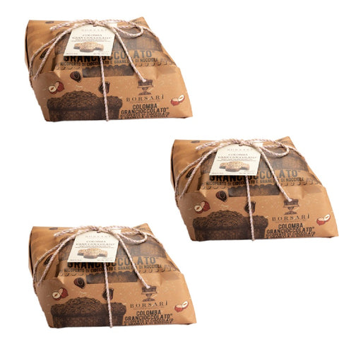 3x Borsari Colomba Gran Cioccolato Colomba de Pâques au chocolat et aux pépites, 1 kg