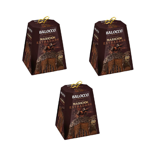 3x Balocco Maxicioc Pandoro Extra Dark –Gâteau de Noël italien au chocolat extra noir – 800 g – Tradition premium d'Italie