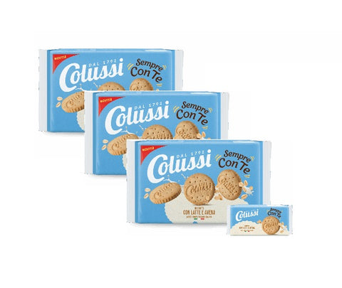 3x Colussi Frollino con latte e fiocchi d’avena Biscuit au lait et aux flocons d'avoine 288gr