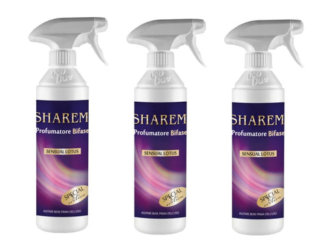 3x Deo Due – Profumatore Bifase Sharem Sensual Lotus  Désodorisant d'air et textile 500 ml