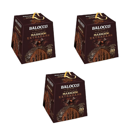 3x Balocco Maxicioc Panettone Extra Dark – Gâteau de Noël italien au chocolat extra noir – 800 g – Original d'Italie