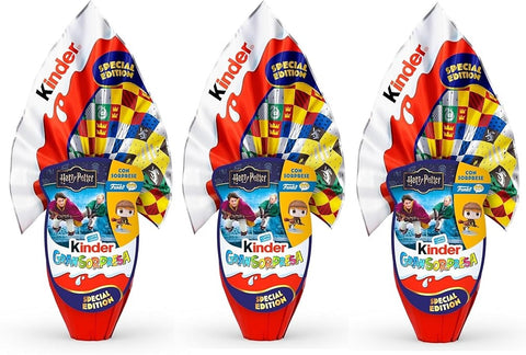 3x Kinder GranSorpresa Maxi Harry Potter Œuf de Pâques, édition spéciale avec figurine Funko Pop surprise, chocolat au lait Finissimo, 220 g