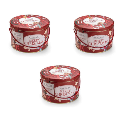3x Borsari Panettone In Latta Merry Christmas Joyeux Noël ! Panettone en boîte de 1 kg