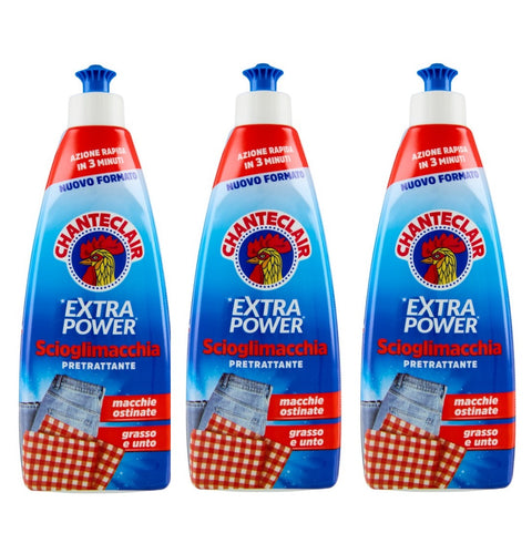 3x Chanteclair Extra Power Scioglimacchia Pretrattante Détachant pour taches tenaces, graisse et taches grasses sur les tissus, 500 ml