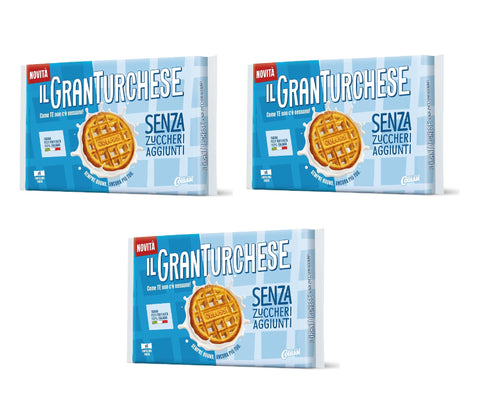3x GranTurchese Senza Zuccheri Aggiunti Biscuits sablés troués, farine italienne 340 g, 6 sachets fraîcheur