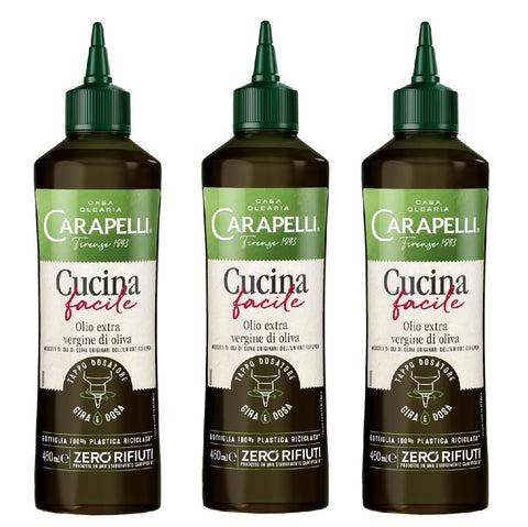 3x Carapelli Cucina Facile Huile d'olive extra vierge dans une bouteille en PET 100 % recyclée 450ml