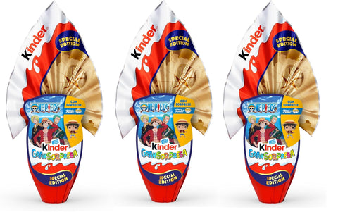 3x Kinder GranSorpresa Maxi One Piece Œuf de Pâques Funko Pop One Piece Surprise en chocolat au lait fin 220g