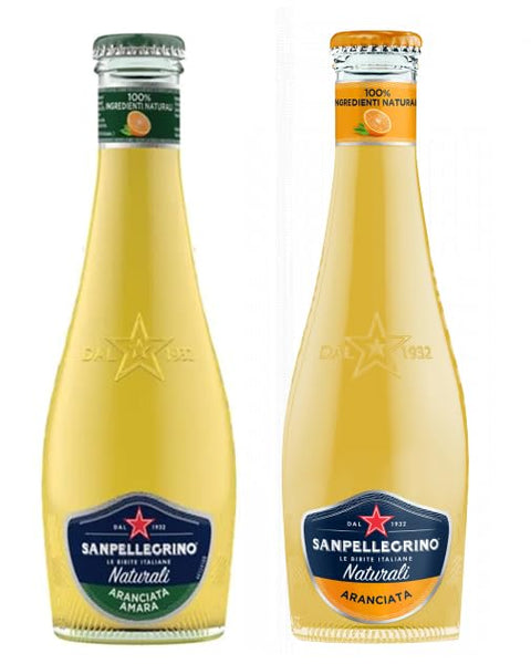 San Pellegrino Aranciata Amara Lot De 48 Boissons Sans Alcool Avec Orange Amère + Aranciata Boisson Sans Alcool Avec Jus D'orange Bouteille En Verre Jetable 20 Cl