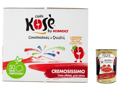 Caffè Kosè Cialde Compostabili Cremosissimo, Cialde Ese 44mm, Box Lot De 50 Dosettes De Café + Italian Gourmet Polpa 400g