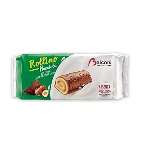 20x Balconi Rollino a Nocciola Con Golosa crema alla Nocciola Brioches aux noisettes fourrées d'une délicieuse crème aux noisettes, 222 g, recette italienne originale