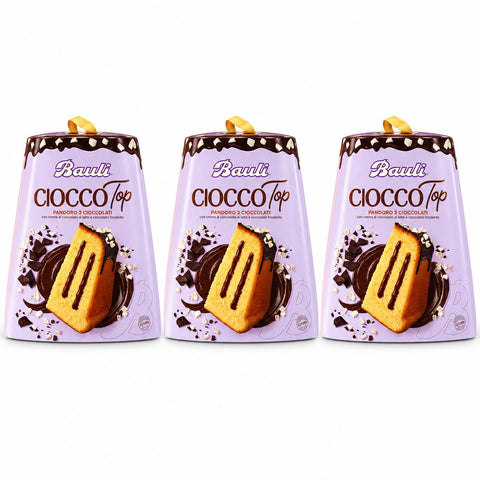 3x Bauli CioccoTop Pandoro 3 Cioccolati 750 g Pandoro garni d'une crème au chocolat au lait et au chocolat noir