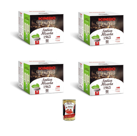 4x Kimbo Antica Miscela, 50 Cialde ESE 44 mm, 4 boîtes de 50 dosettes de café+ Italian Gourmet polpa 400gr