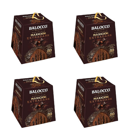 4x Balocco Maxicioc Panettone Extra Dark – Gâteau de Noël italien au chocolat extra noir – 800 g – Original d'Italie