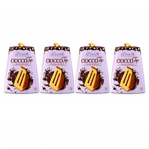 4x Bauli CioccoTop Pandoro 3 Cioccolati 750 g Pandoro garni d'une crème au chocolat au lait et au chocolat noir