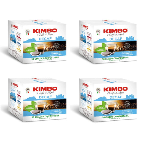4x Kimbo Espresso Decaff, 50 Cialde ESE 44 mm, Paquet de 50 dosettes de café décaféiné