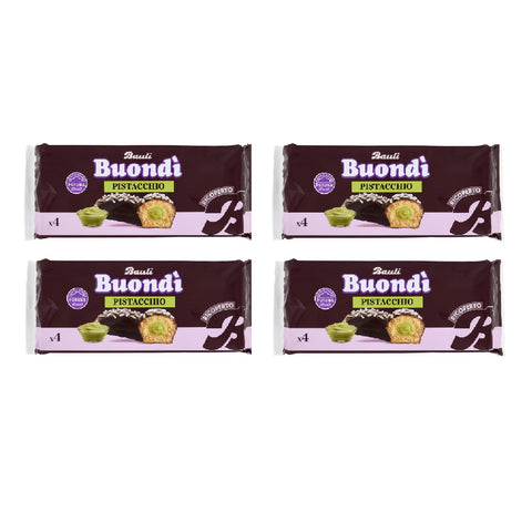 4x Bauli Buondì Pistazie – Mit Schokoladenglasur 184gr(4 x 46g) | Weiches Hefegebäck mit Pistaziencreme & Zuckerdekor