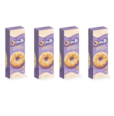 4x Cuorenero 3 Donuts Saveur Vanille | Donuts Non Frits Sans Gluten En Étui | Beignets Au Goût De Vanille | Snack Vanille - 111 Grammes