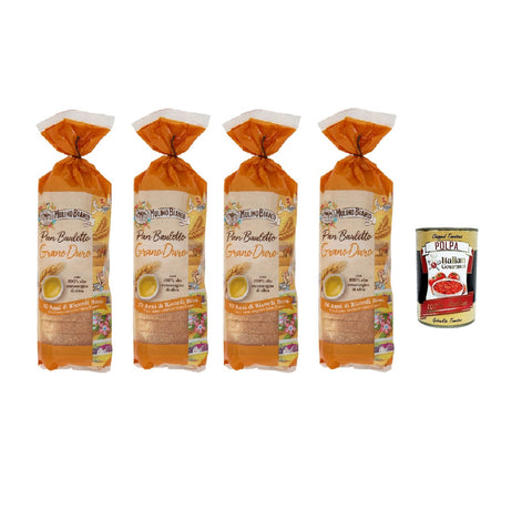 Mulino Bianco Pan Bauletto al Grano Duro pain de semoule de blé dur 4x400gr +  Italian Gourmet polpa 400gr