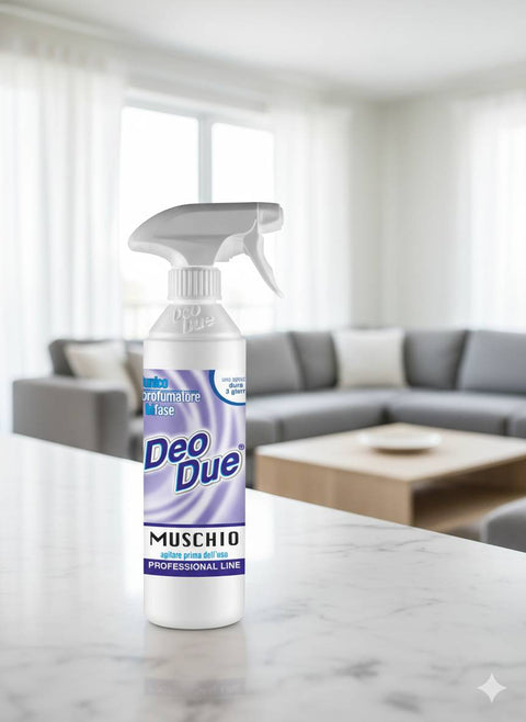 3x Deo Due – Profumatore Bifase Muschio Désodorisant d'air et textile 500 ml