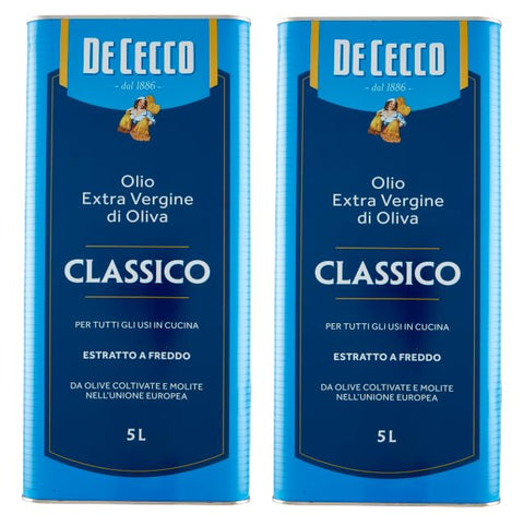 De Cecco Classico Olio Extra Vergine Di Oliva Lot De 2 Bouteilles D'huile D'olive Extra Vierge Idéal Pour Toutes Les Applications En Cuisine Boîte De 5 L