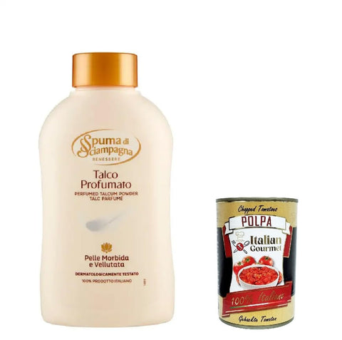 Spuma Di Sciampagna Talco Profumato Lot De 12 Poudres Corporelles Classiques Talc 200 G + Italian Gourmet Polpa 400 G