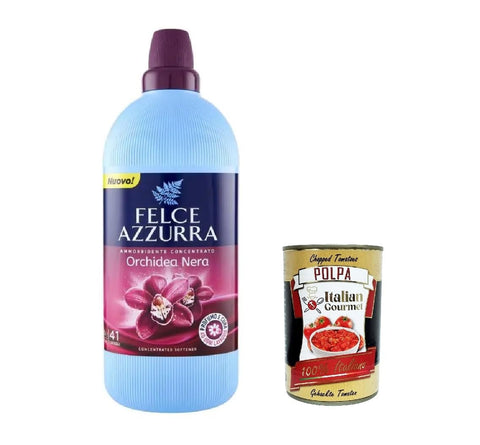 Felce Azzurra Orchidea Nera Fabric Lot De 3 Flacons De Concentré Adoucissant 1025 Ml 41 Lavages + Polpa Gourmet Italien 400 G