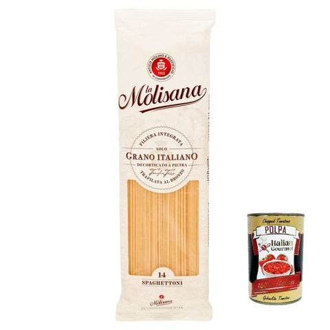 La Molisana Lot De 5 Spaghettoni N. 14 Pasta Lenta Lavorazione Pâtes En Semoule De Blé Dur Bronze 500 G + Polpa Italian Gourmet 400 G