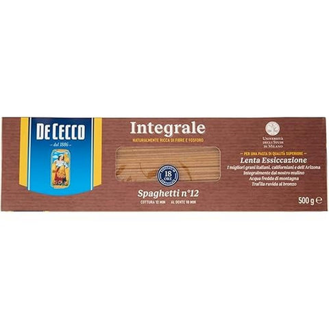 De Cecco Premium Pâtes Spaghetti Blé Entier 500g - Lot De 5
