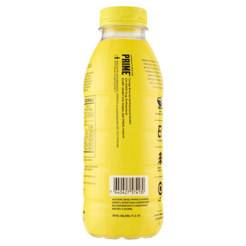 Prime Limone Hydration 12x 500ml Boisson rafraîchissante au citron en bouteille, boisson pour sportifs idéale pour le fitness, l'entraînement, le travail, les études, les voyages et le bureau.