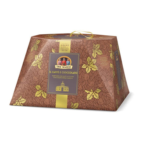 Tre Marie Panettone Panettone Caffè E Cioccolato Avec Café Et Morceaux De Chocolat Extra Foncé 930 G