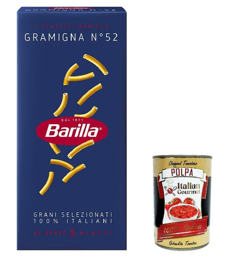 Barilla Gramigna Lot De 10 Pâtes Italiennes N° 52 500 G + Polpa Gourmet Italien 400 G