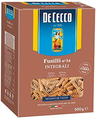 5x Pasta De Cecco Fusilli Integrali N° 34 Pâtes Italiennes À Grains Entiers 500g