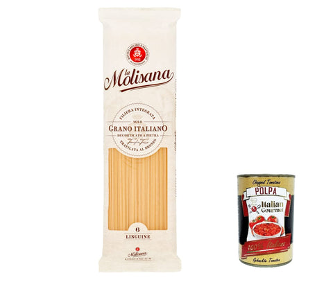 La Molisana Linguine N. 6 Pasta Lenta Lavorazione Lot De 10 Pâtes En Semoule De Blé Dur 500 G + Polpa Italian Gourmet Polpa 400 G