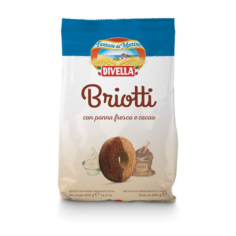 Divella Briotti Biscuits Sablés À La Crème Fraîche Et Au Cacao 400 G