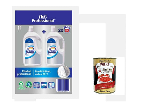 Dash Professional P&G Lessive Liquide Pour Machine À Laver 160 Lavages (2 X 80) 8 Litres (2 Boîtes De 4 Litres) + Italian Gourmet Polpa 400 G