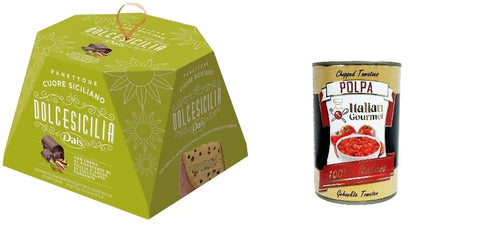 Dais Panettone Dolcesicilia Cuore Siciliano Avec Crème De Pistache Sicilienne Et Pépites De Chocolat Noir 750 G + Italian Gourmet Polpa 400 G
