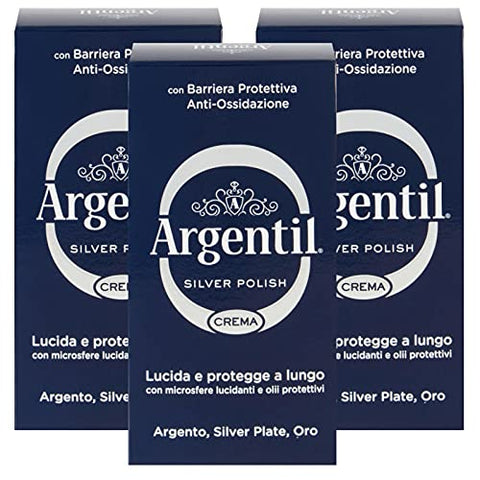 Argentil - Nettoyant Spécifique Pour Argent En Crème, Action Polie Et Antioxydante, Avec Barrière Protectrice, 150 Ml X 3 Pièces