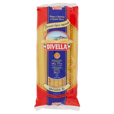 Divella Mafaldine N. 81 Lot De 24 Pâtes À La Semoule De Blé Dur 500 G + Boîte Italienne Gourmet Polpa Di Pomodoro 400 G